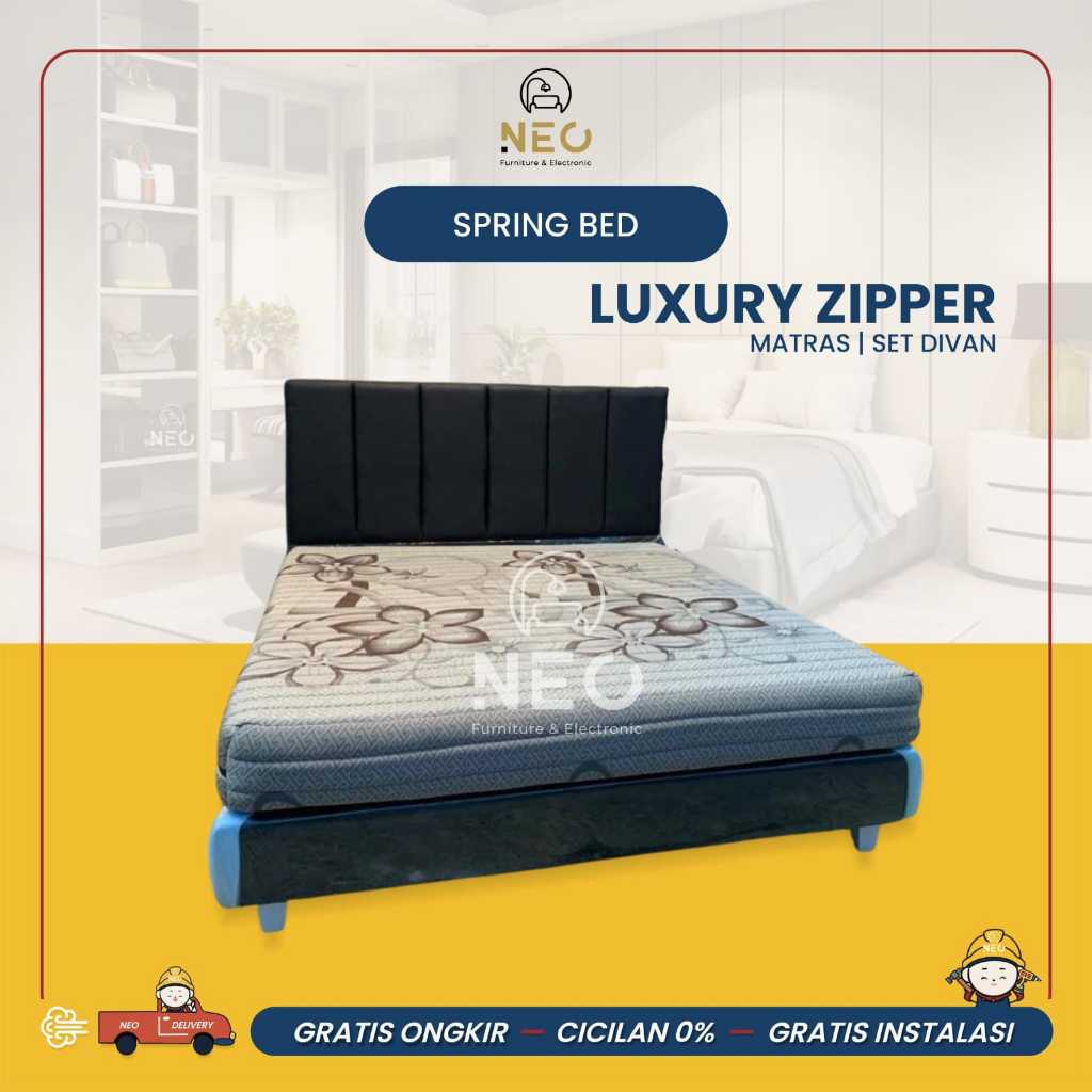 NEO - SPRINGBED  LUXURY ZIPPER TANPA PER FULLSET KASUR AJA MATRASS ONLY  SET DIVAN RANJANG  TEMPAT T