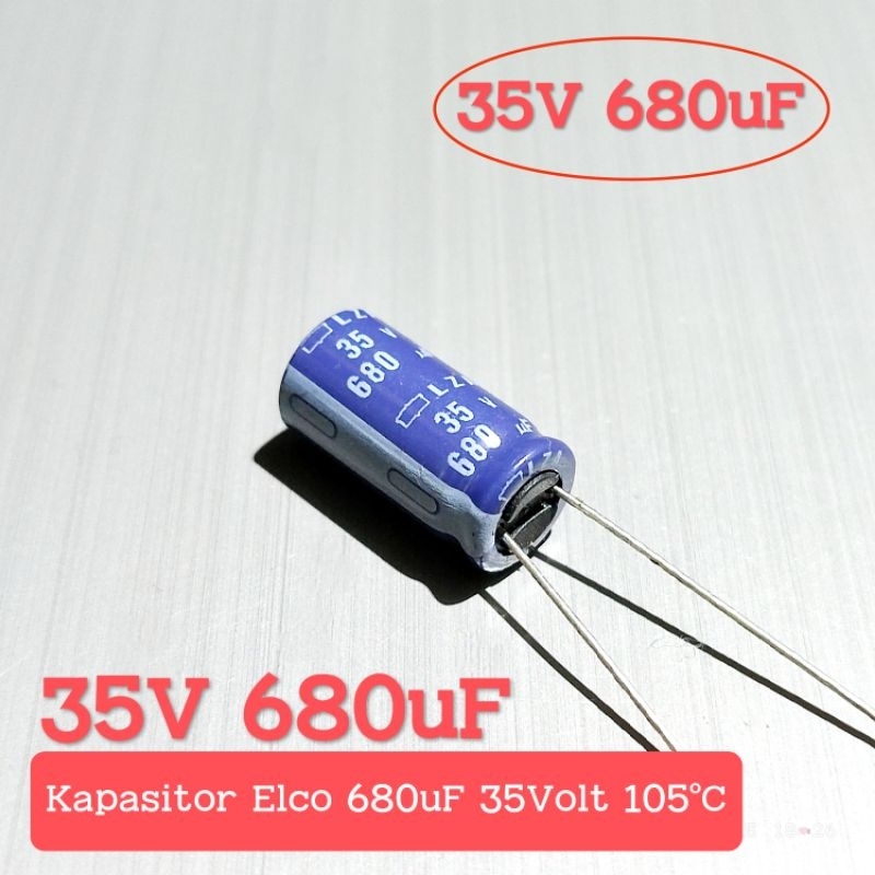 CAPACITOR ELCO 35V 680UF 105°C