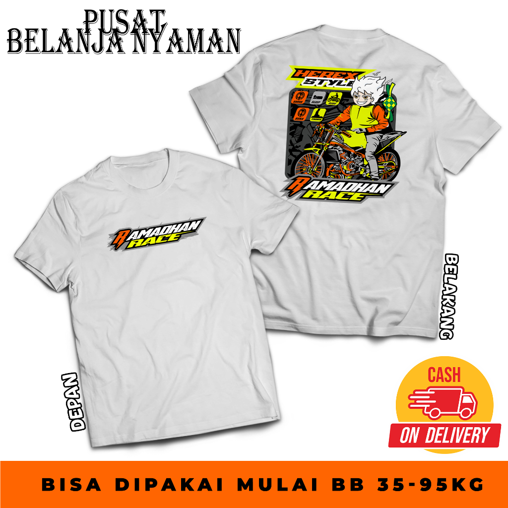 KAOS DEWASA RAMADAN RACE HEREX STYLE  - TSHIRT DISTRO RAMADAN RACE HEREX STYLE - BISA COD