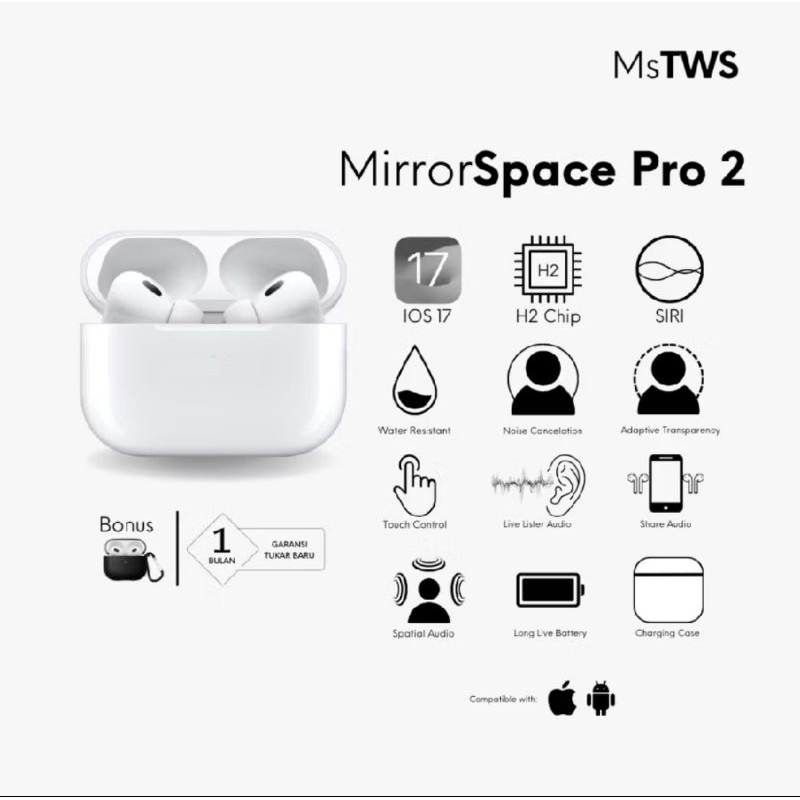 MirrorSpace Pro 2 Wireless Charging Case TWS Bluetooth