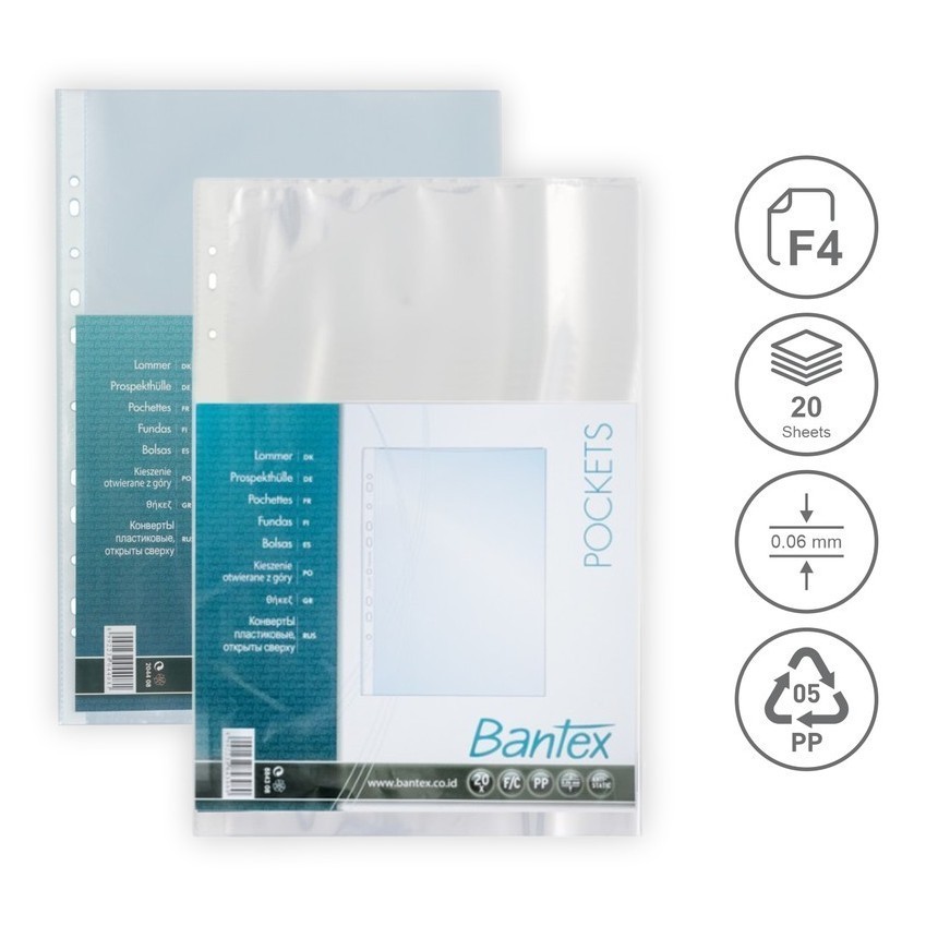 

PP Pocket / Sheet Protector Folio F4 BANTEX 8843 Bening