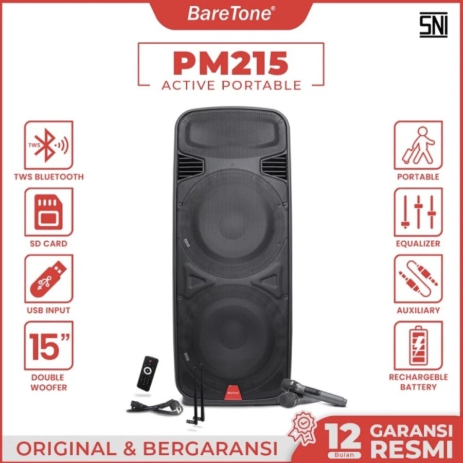 SPEAKER PORTABLE BARETONE 15 INCH DOBEL / PARTY BOX PM215 15 / PM 215 – ORIGINAL GARANSI