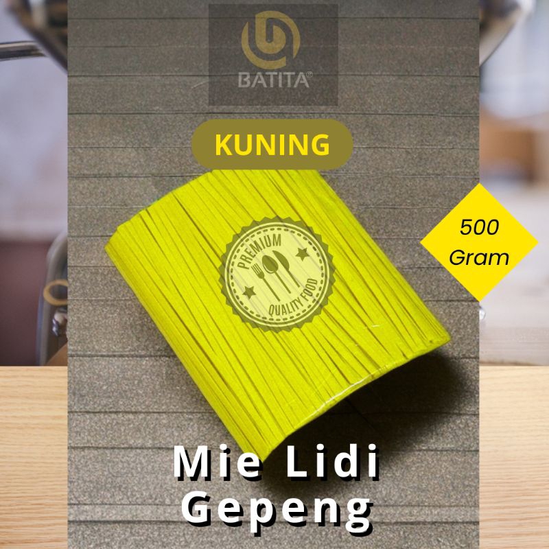 

Mie Lidi Gepeng kuning Mentah 500 Gram Makanan Ringan