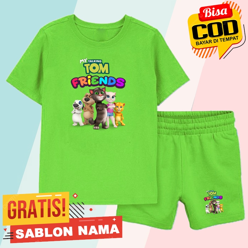 Baju Kaos Anak My Talking Tom Friends / Kaos Anak Laki Laki & Perempuan Custom Nama My Talking Tom F