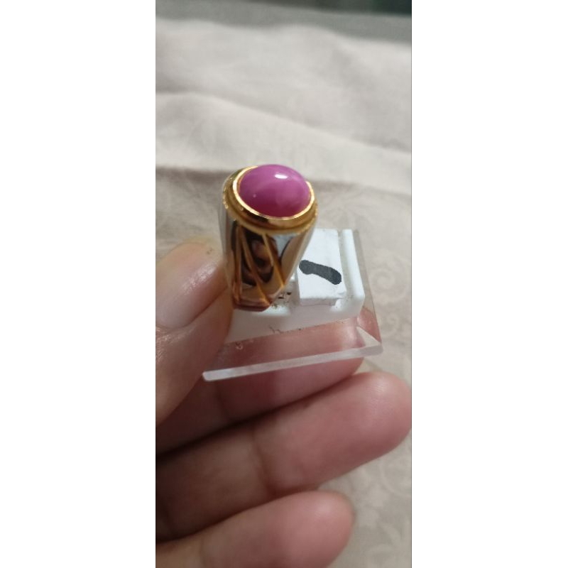 CINCIN BATU PERMATA ASLI RUBY STAR RING MONEL 