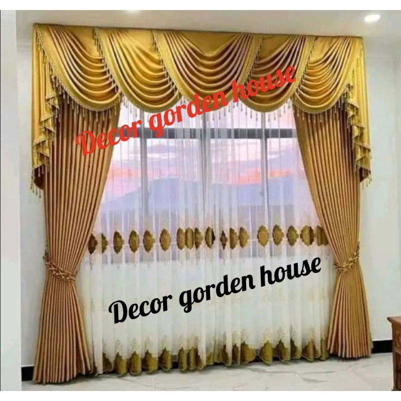 gorden poni gelombang satu set  gorden mewah jendela ruang tamu gorden kustom