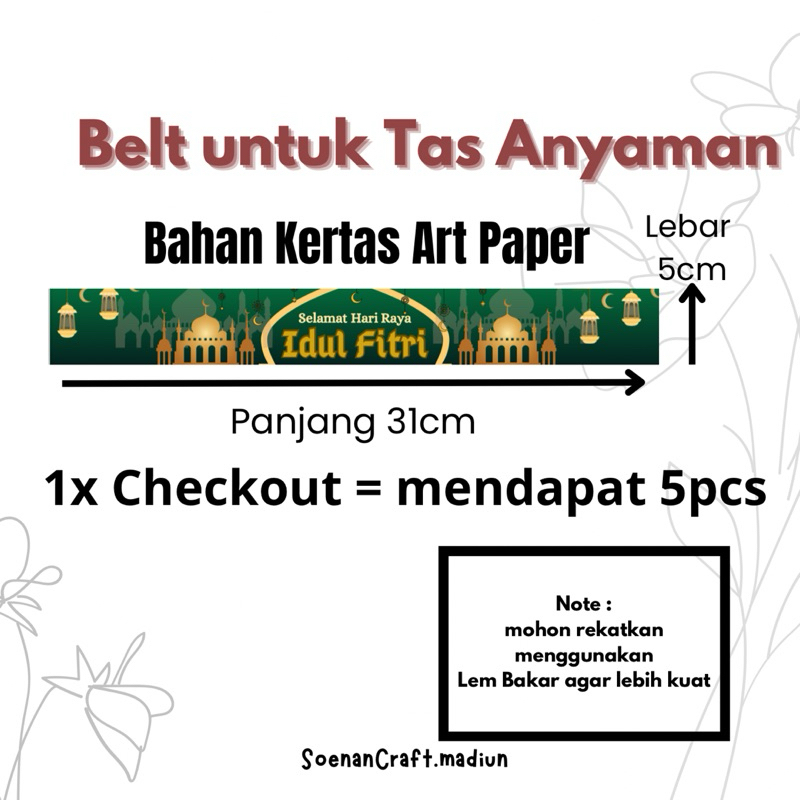 

5PCSbelt aksesoris tas anyaman/belt kertas art paper/hiasan hampers