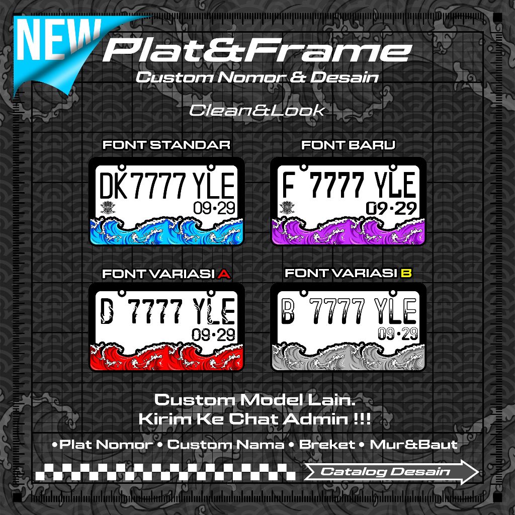 Plat Nomor Motor Custom Jdm Plat Nomor Motor Akrilik Custom Desain Ombak