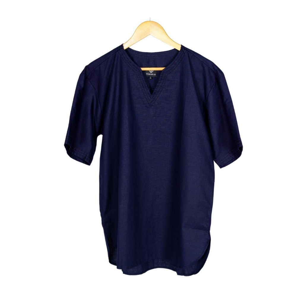 Baju Koko Adam Bianca Biru Navy Pria Terbaru 2025 – Model Slim Fit Elegan, Adem & Nyaman, Lengan Pen