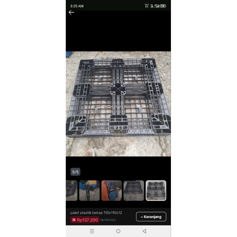 

palet plastik kokoh ukuran 110x110x15
