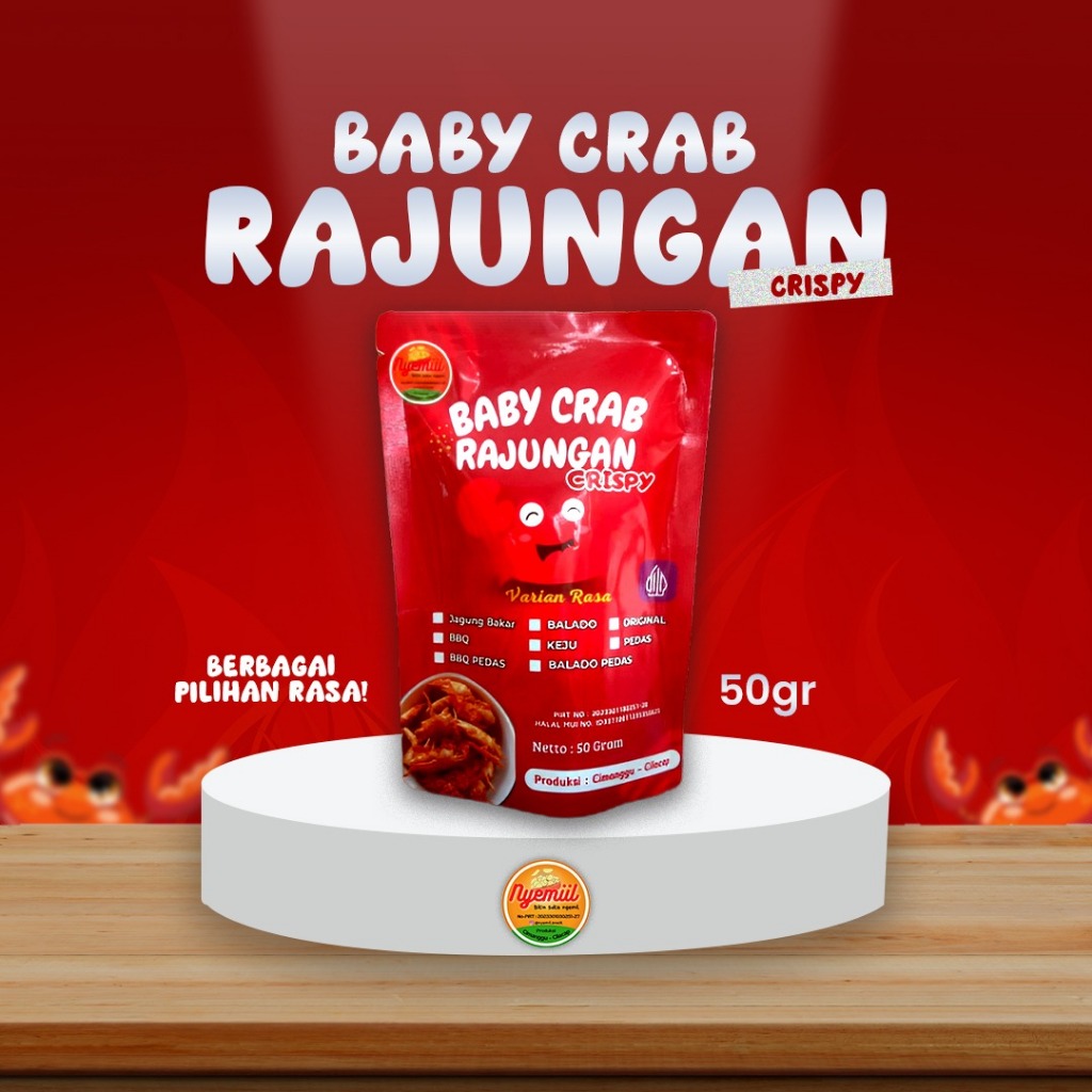 

BABY CRAB CRISPY RAJUNGAN POUCH BY NYEMIIL SNACK (BAYI CRABS/ BAYI RAJUNGAN)