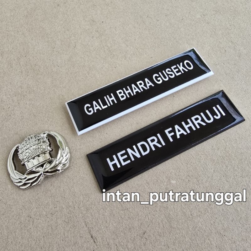 Papan Nama Lapis Resin + Pin Korpri Silver