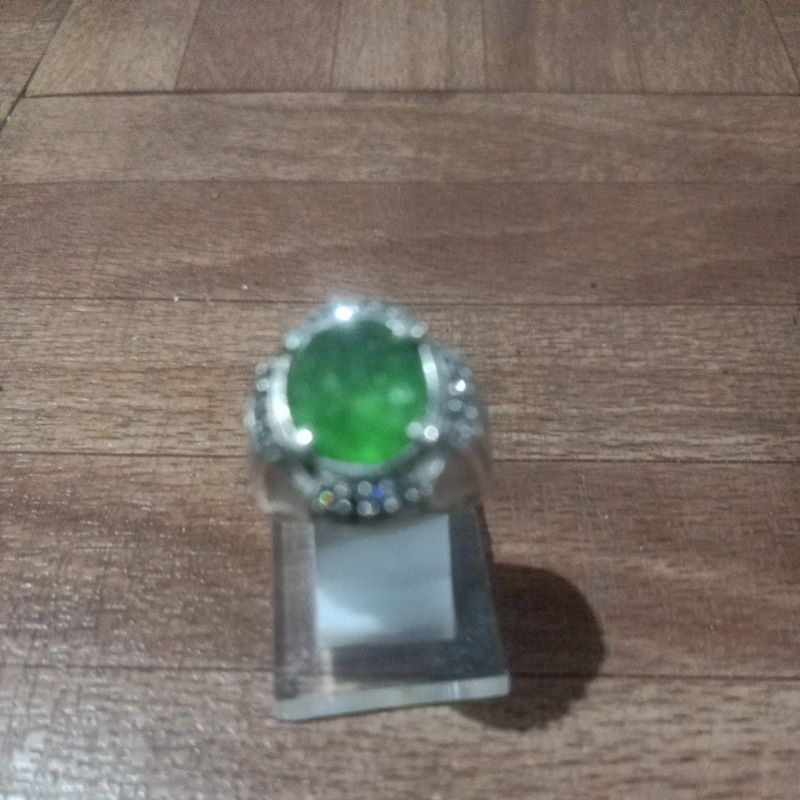 RING SILVER BLUE SAFIR DAN HIJAU JAMRUD