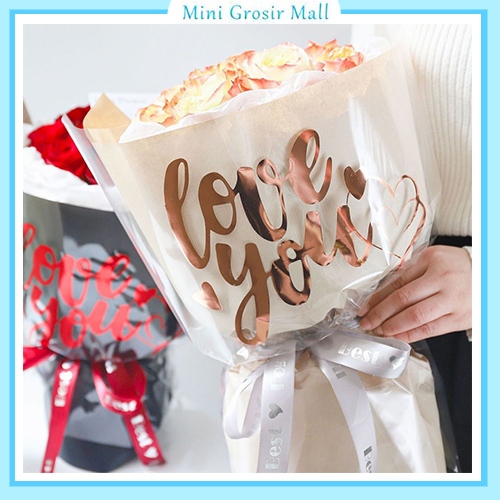 

Flower wrapping paper Stamping Noble trasnparant Kertas buket bunga love you KB60
