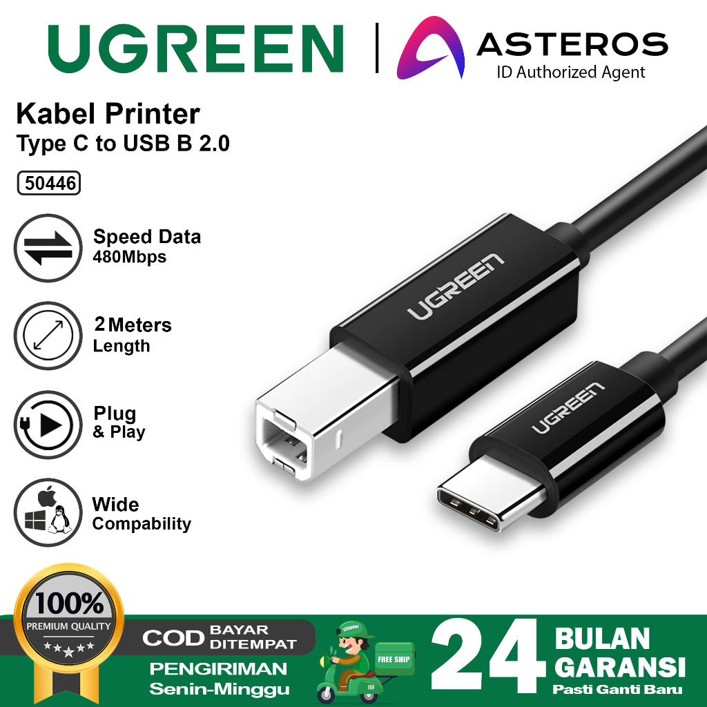 UGREEN Kabel Data USB Type C to B Male to Male Printer 50446