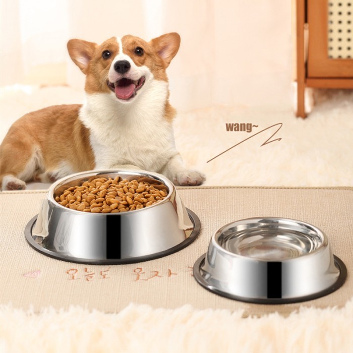 Pet Stainless Steel Bowl / Mangkuk Stainless Kucing Anti Slip mangkok Anjing Besar Pet Bowl Hewan Wa