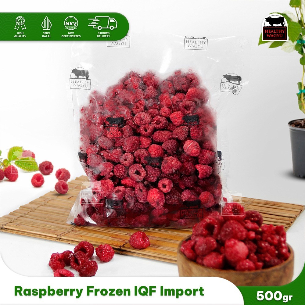 

Raspberry Frozen IQF Buah Beku Frambos Beri Merah Import Premium 500gr