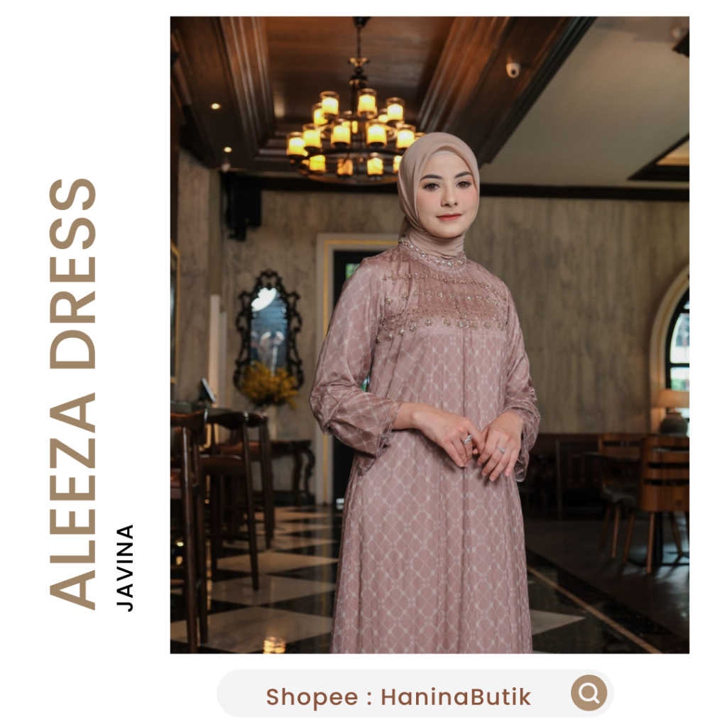 (𝗦𝗜𝗔𝗣 𝗞𝗜𝗥𝗜𝗠) ALEEZA SIGNATURE DRESS MOCCA SALEM SIZE XL by JAVINA | DRESS RAYA SERIES JAVINA
