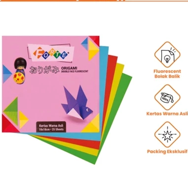 

Kertas Lipat Kecil / Origami Forte 18 x18 (1 pack isi 25 lembar)