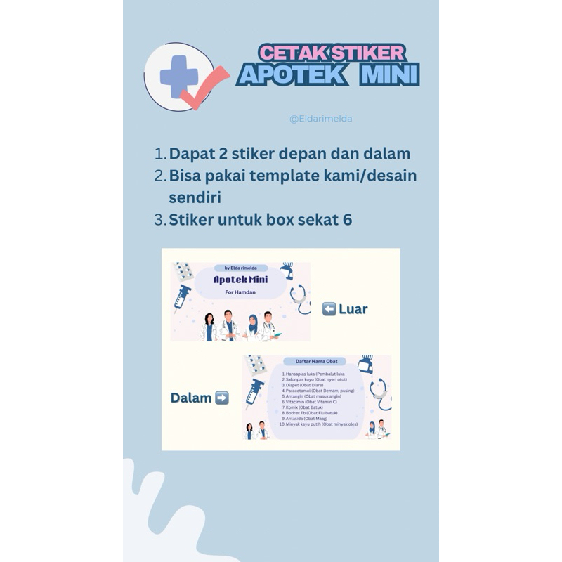 

STIKER APOTEK MINI By Elda rimelda (dapat 2 lembar depan+belakang list obat)