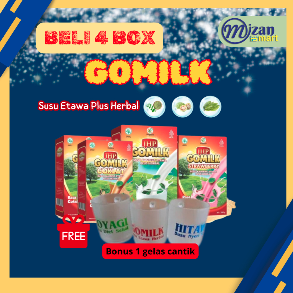 

Free Gelas Cantik !!! Paket 4 box GOMILK Gratis Gelas Cantik Susu Kambing Etawa