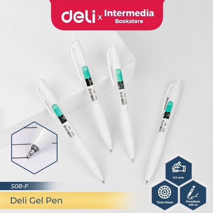 

Deli S08-F Pulpen Gel / Gel Pen / Gelpen 0.5mm Black S08-F 1 pcs