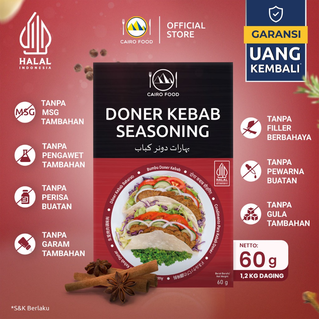 

Bumbu Doner Kebab Sehat – Tanpa MSG, 100% Rempah Murni | Cairo Food