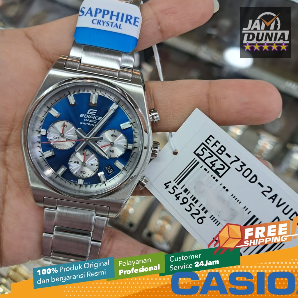 Casio Edifice EFB-730D-2A Jam Tangan Chronograph Pria Stainless Steel Biru