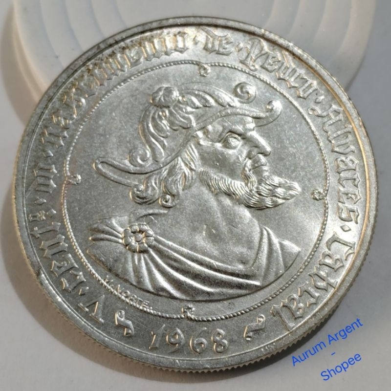 SSS.30S-- 1 PC KOIN PERAK KUNO ASLI 50 ESCUDOS TH 1968. -- SILVER COIN --