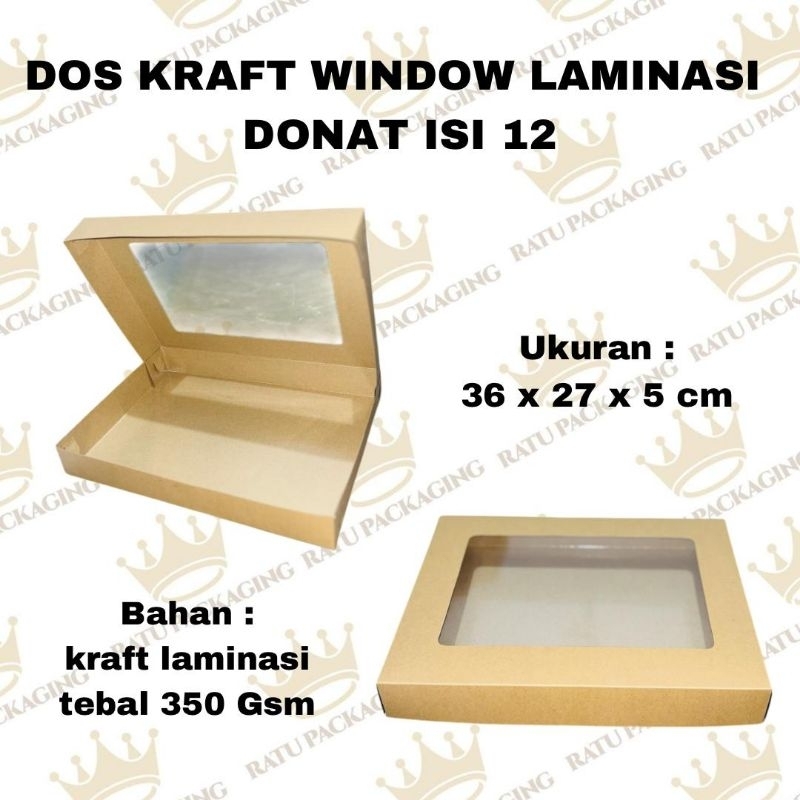 

RATU | DOS KRAFT WINDOW LAMINASI DONAT ISI 12 / Kardus Kotak Box Dus Kraft Window Laminasi Donat Isi 12