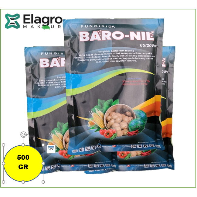 GROSIR BOX FUNGISIDA BARONIL 65/20 WP 500GR / Klorotalonil 65% dan Simoksanil 20%|1BOX ISI 30@500 GR