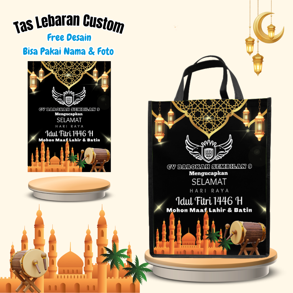 

Paket 20 Pcs Tas Lebaran Idul Fitri Bisa Free Custom Desain Nama Dan Foto Ukuran 25x30x14 & 30x40x14