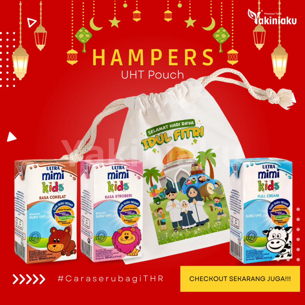 

Hampers Idul Fitri Lebaran Amplop Pouch Susu UHT Ultra Milk Mimi Mini Kids Anak Murah Blacu Spunbond