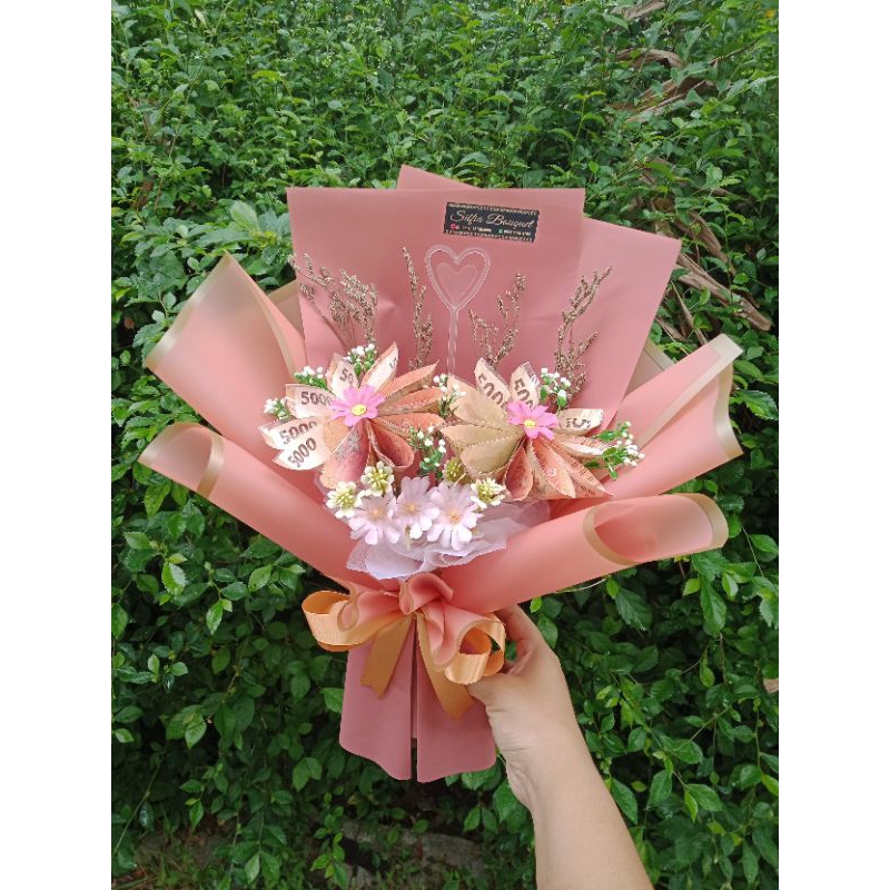 BUKET UANG 10 LEMBAR / BUKET UANG BENTUK BUNGA / BUKET WISUDA
