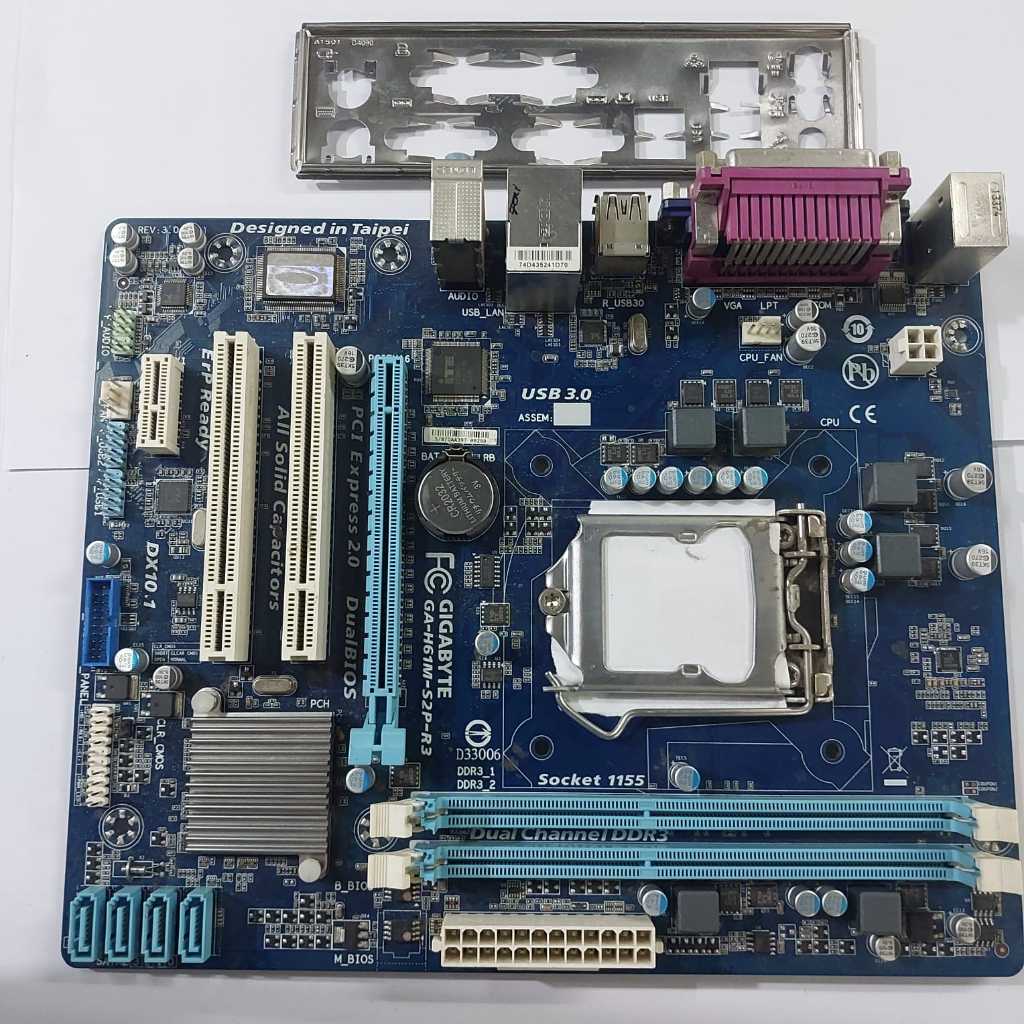 Mainboard h61 Gigabyte GA-H61M-S2P-R3 ddr3 socket 1155 murah motherboard Gen 2 & 3  H61 second origi