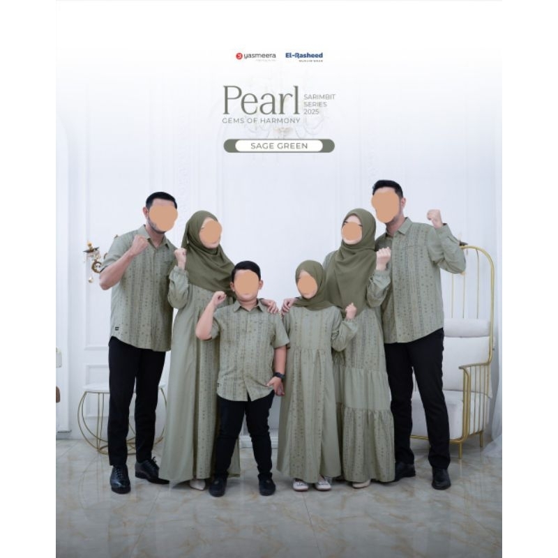 Yasmeera - Pearl | Sage Green | Sarimbit 2025 Baju Lebaran Keluarga Idul Fitri Idul Adha