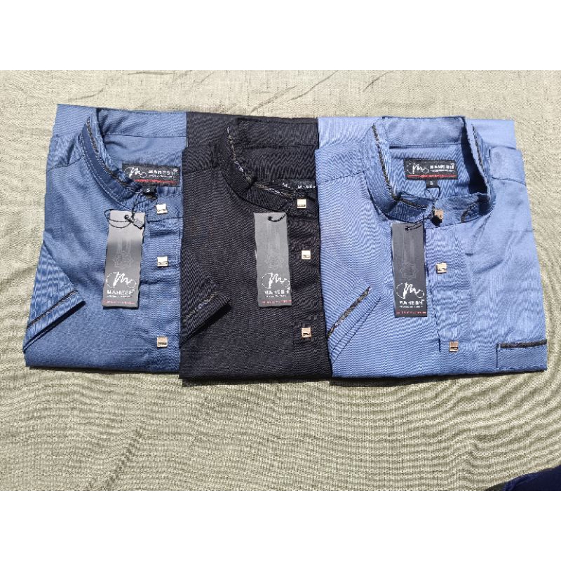 BAJU KOKO PENDEK PRIA MAHESH BAHAN KATUN KENZO WARNA APL 0295 / BAJU LEBARAN