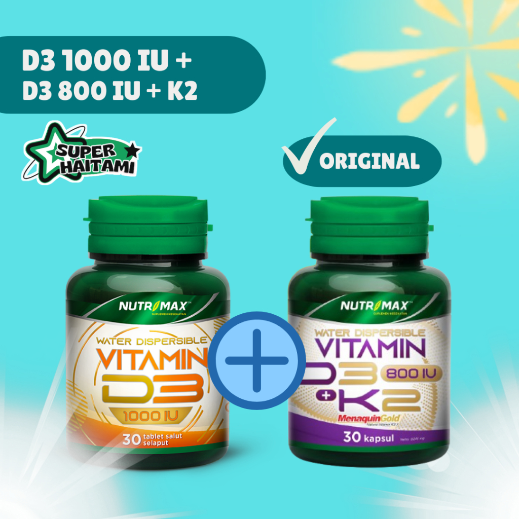 Paket Bundling Nutrimax D3 1000 IU dan D3 800 IU + K2 Untuk menjaga daya tahan tubuh dan Menjaga kes