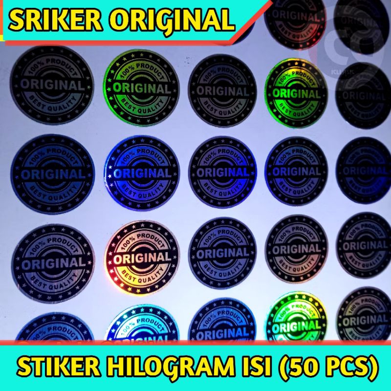 

[50pcs] Stiker Produk Original Hologram ukuran 2 cm