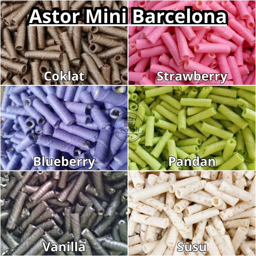 

Astor Barcelona Mini - Snack Manis dengan 6 Varian Rasa - BPOM HALAL