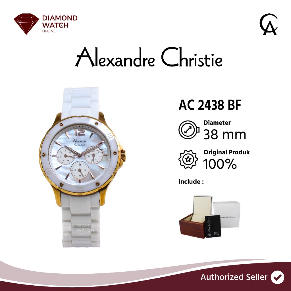 Alexandre Christie AC 2438 BF 38mm / 11mm Dial White Ceramic Strap AC 2438 BF