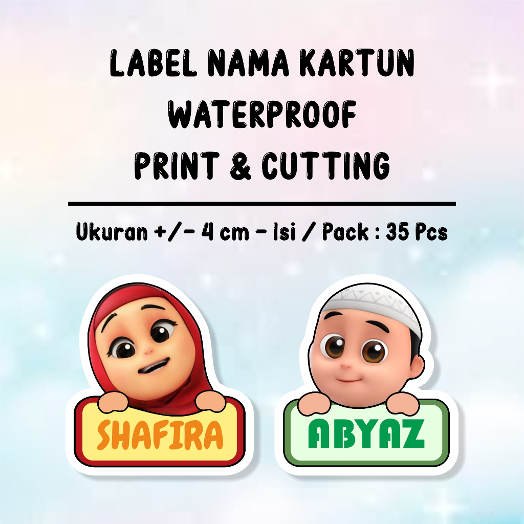 

35 pcs Stiker Label Nama Custom Karakter Nussa Rara Waterproof Anti Luntur