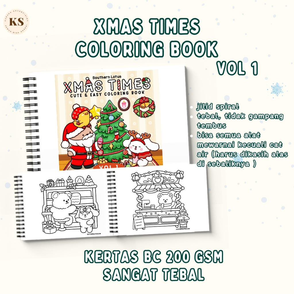 

XMAS TIMES VOL 1 Coloring Book For Kids And Adults Christmas Theme Cute & Cozy Coloring Buku Mewarnai Remaja Dewasa