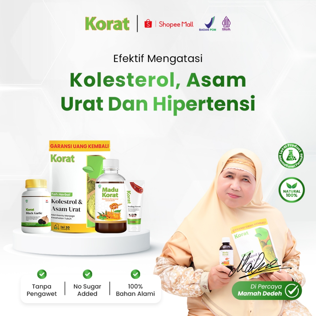 Madu Korat 1 Botol Madu + 1 Botol Kapsul Korat + 1 Bks Teh Korat | Menyembuhkan Kolesterol Secara Al