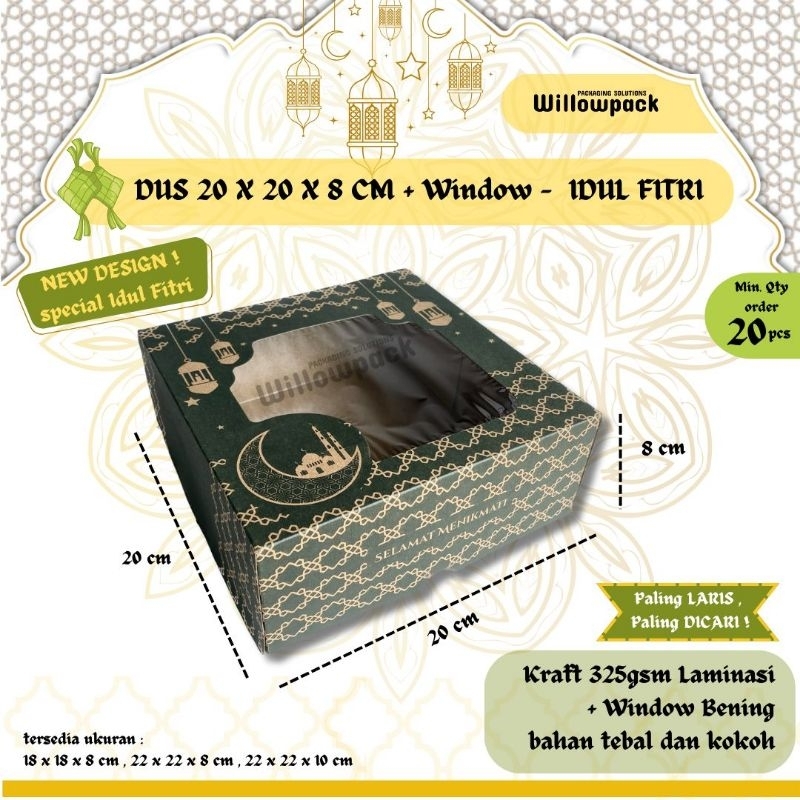 

DUS IDUL FITRI 20x20x8 BOX HAMPERS (MIN. 20 PCS ) KRAFT LAMINASI BOLU CHIFFON ROTI DUS LEBARAN