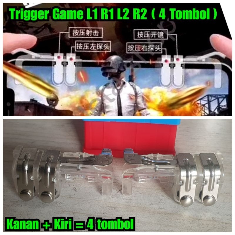 Trigger game 4 tombol Triger L1 R1 L2 R2 Tombol main game trigger game dual Hp PUBG mobile legend dl