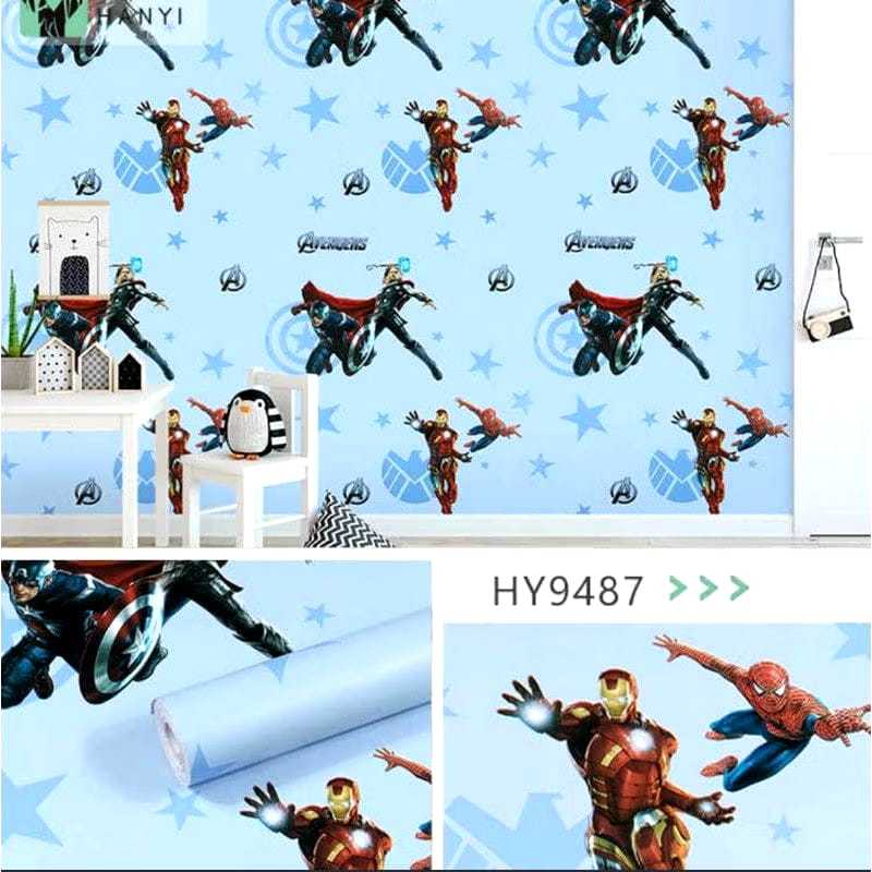 LIVE Wallpaper Dinding Motif Avenger Langit Awan Walpaper Dinding Kamar Anak Wallstiker Wallpaper Di