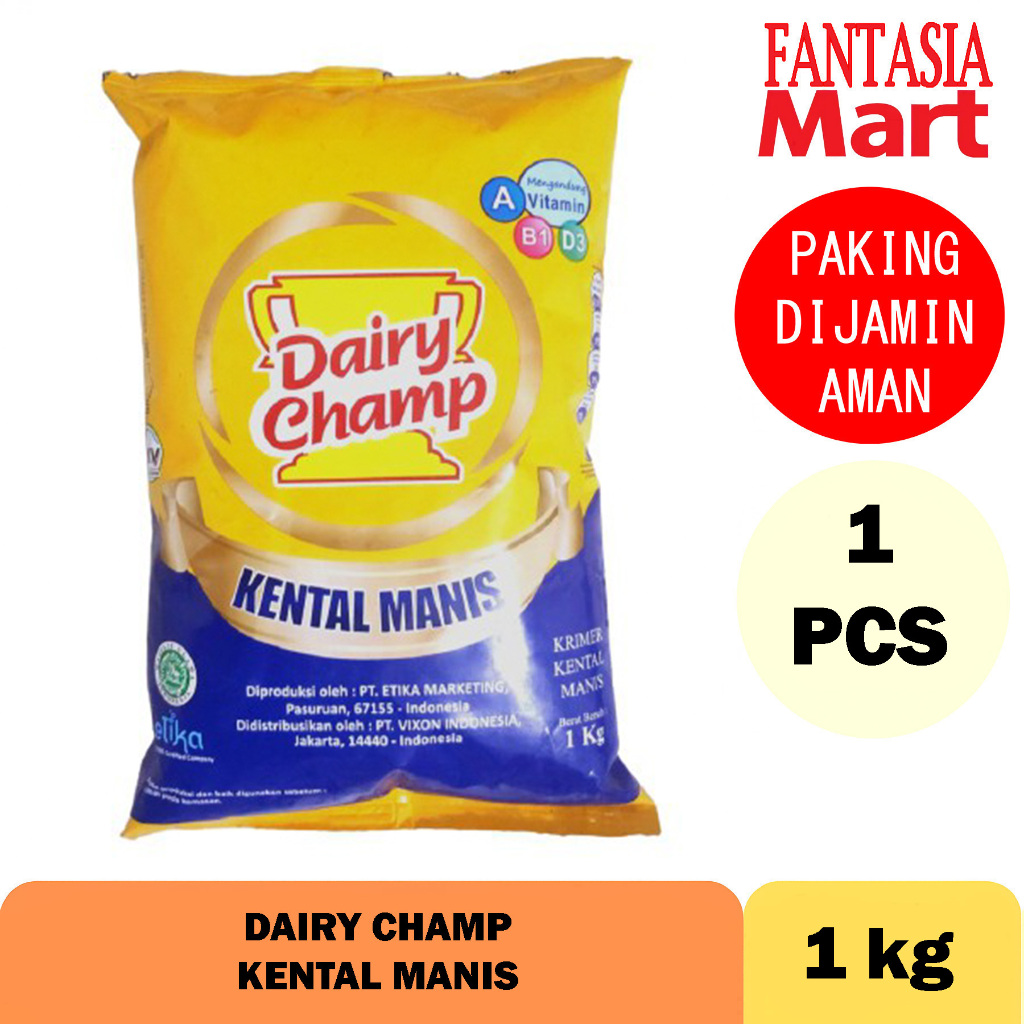 

DAIRY CHAMP SUSU KRIMER KENTAL MANIS POUCH 1 KILOGRAM FANTASIA DENGAN PAKING AMAN