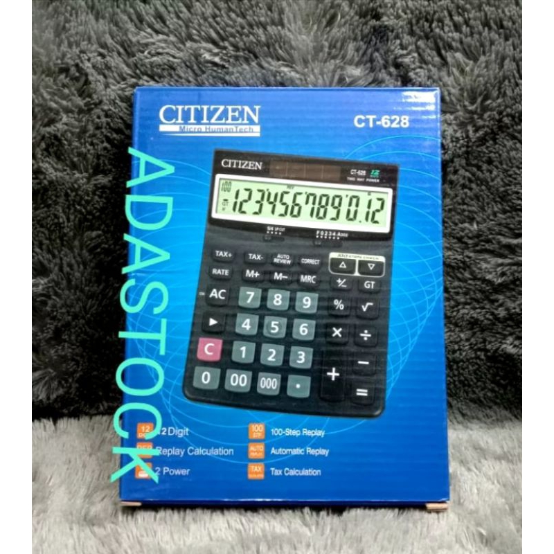 

Kalkulator citizen meja dagang kalkulator ct-628 ,12 digit, 2 power,, 100-step replay