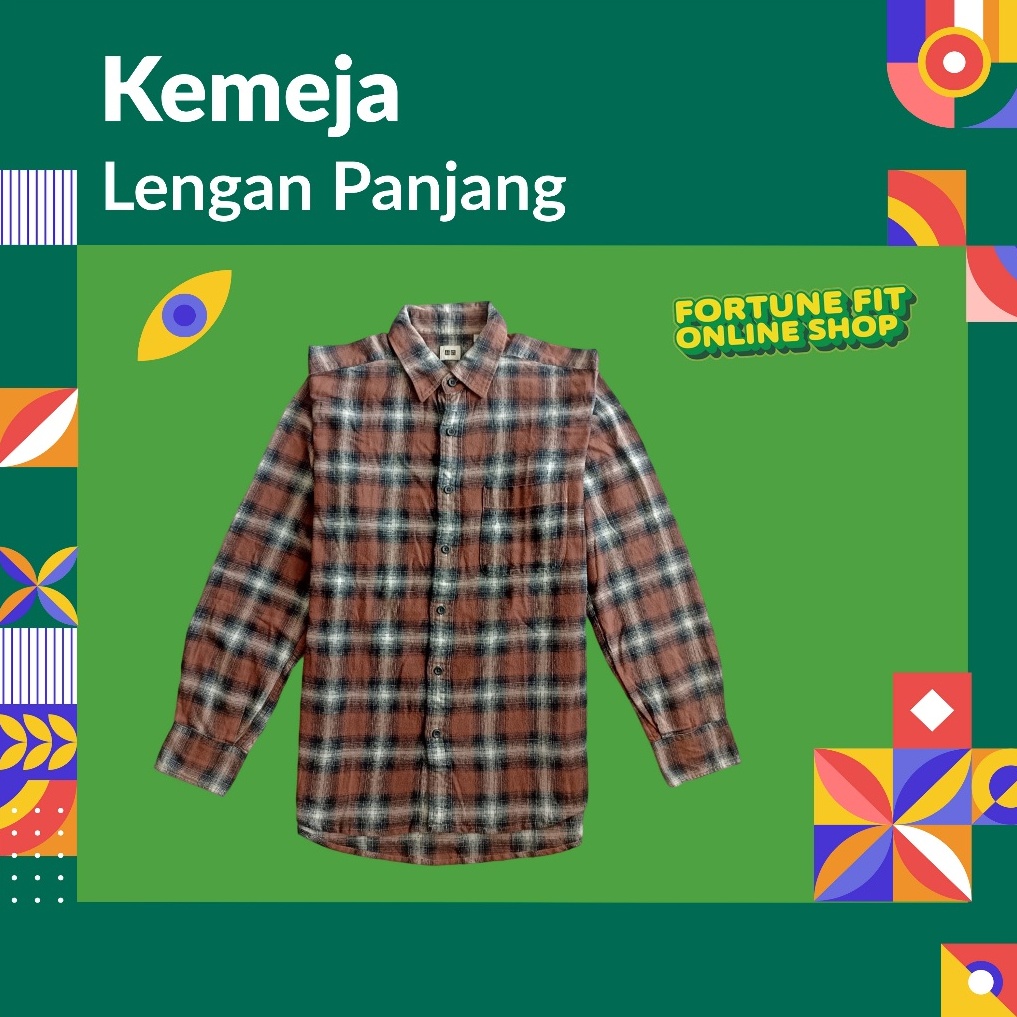 Kemeja Flannel Pria Premium Branded Lengan Panjang Second
